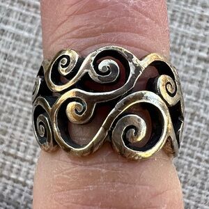 BRIGHTON 925 Sterling Silver Vintage Spiral Oxidized Band Ring Size 5